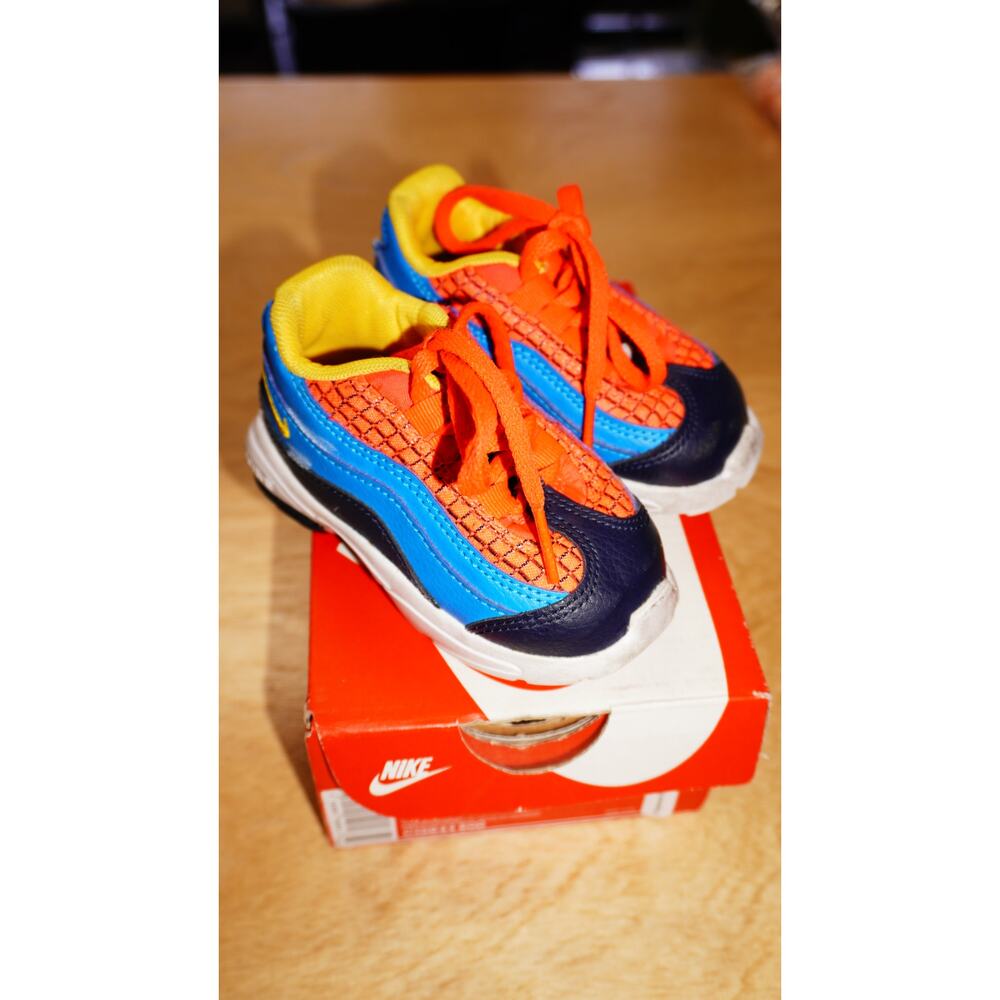 Nike Air Max 95 Toddler Size 4C Bright Crimson Amarillo Blue Kids Shoes - Picture 9 of 16